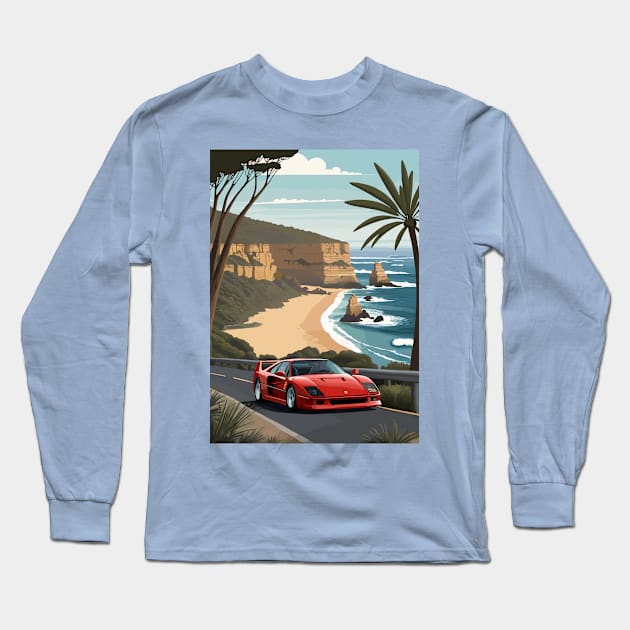 Italian Red F40 Classic Car Poster Long Sleeve T-Shirt by VENZ0LIC